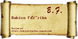 Babics Füzike névjegykártya